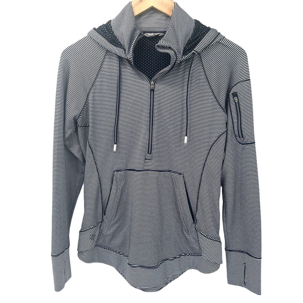 Athleta Hoodie Womens Small Heavenly Hail Half Zip Pullover Blue White